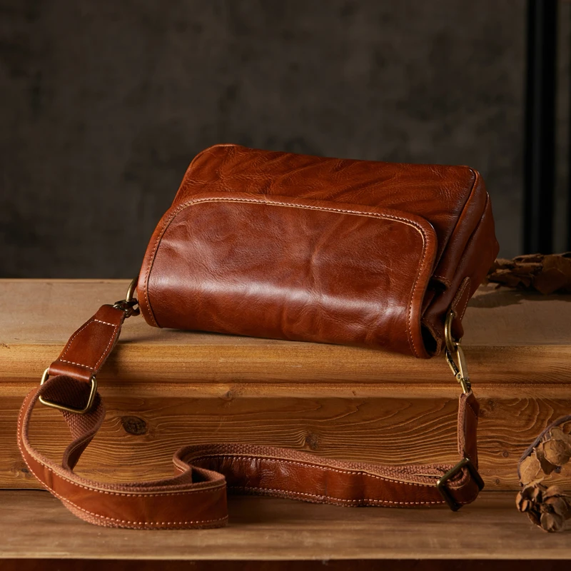 sac messager de bureau en cuir véritable fait à la main pour hommes, couche supérieure en cuir de vachette, sac initié en plein air, sac à bandoulière décontracté