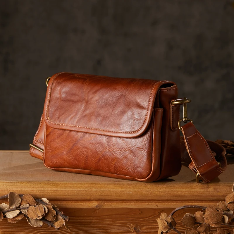 Sac messager de bureau en cuir véritable fait à la main pour hommes, couche supérieure en cuir de vachette, sac initié en plein air, sac à bandoulière décontracté