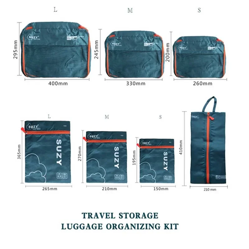 sacs de voyage en poudre pour vêtements et chaussures, valise portable, étuis d'emballage, ensemble de 7/6 pièces