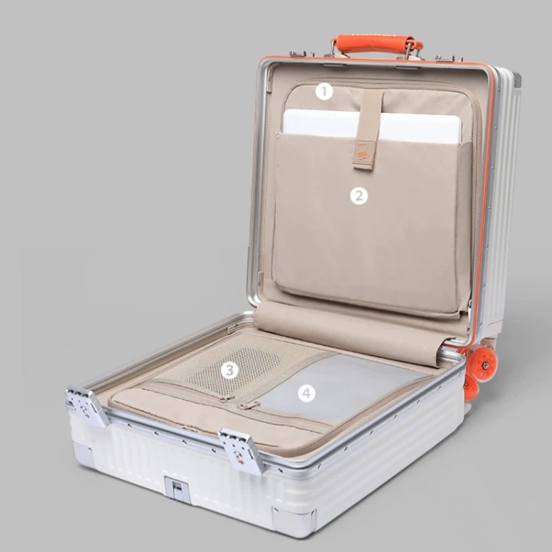 valise à main de 18 pouces avec roulettes colorées, cadre en aluminium, bagage roulant de voyage, matériau pc de haute qualité