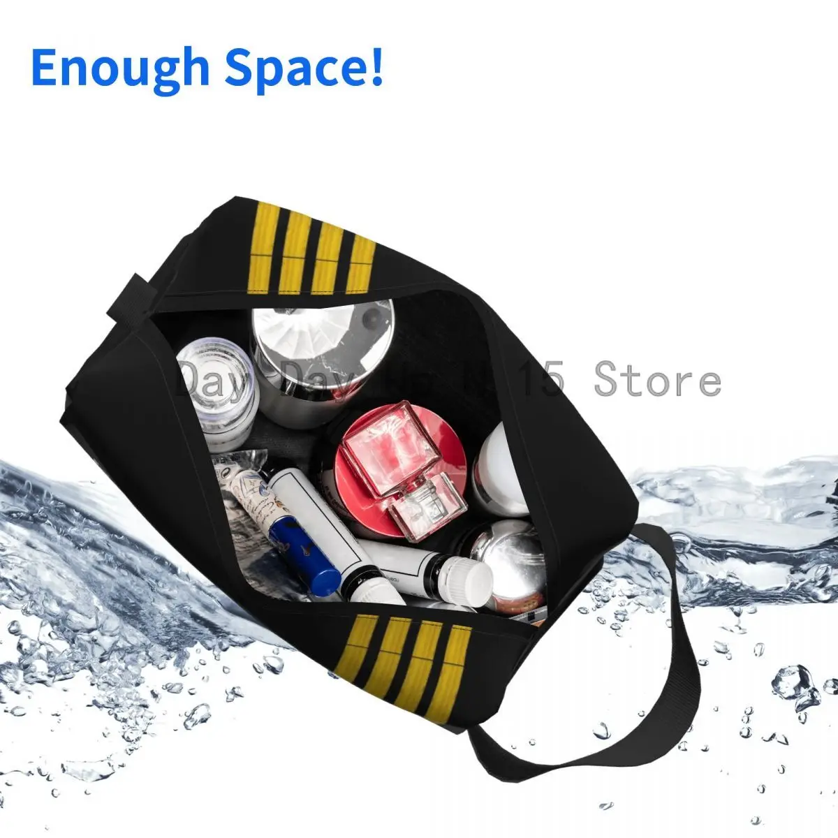 trousse à cosmétiques de grande capacité, trousse de maquillage, rangement de beauté, trousses de toilette, pilote, capitaine strihear, avion d'aviation, happator, mode