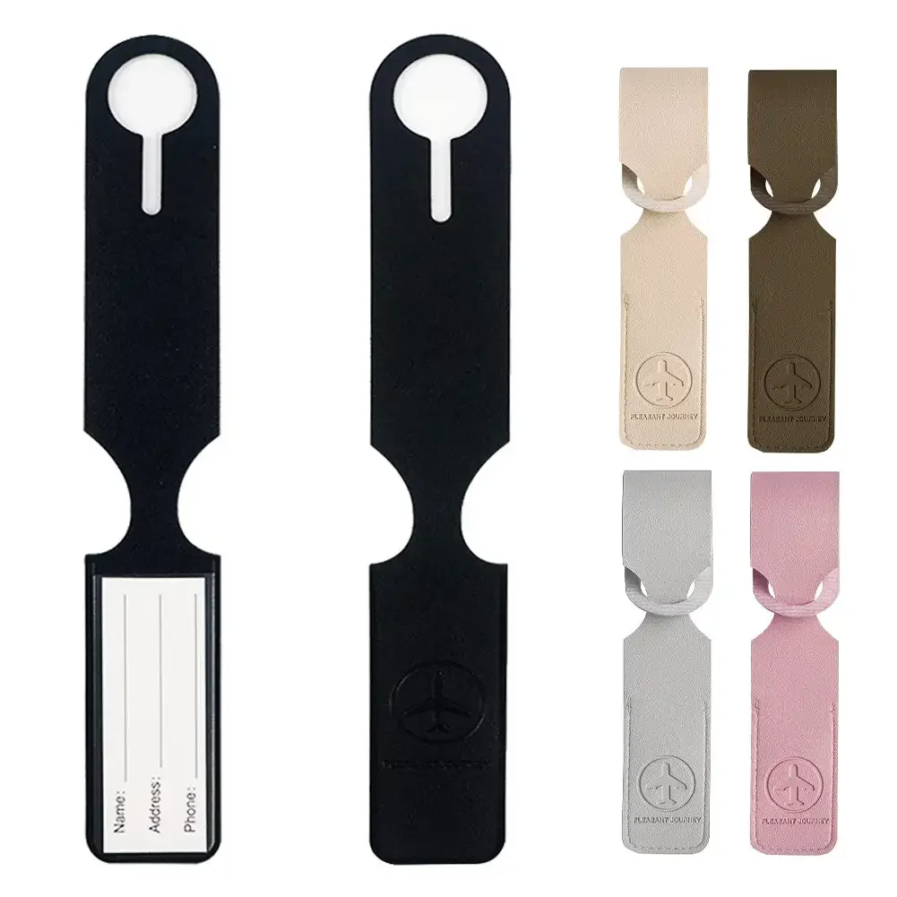 Étiquette de bagage portable en cuir pu, identification de valise, étiquette de sac d'embarquement de bagages, porte adresse d'identification de nom, accessoires de voyage, 1x