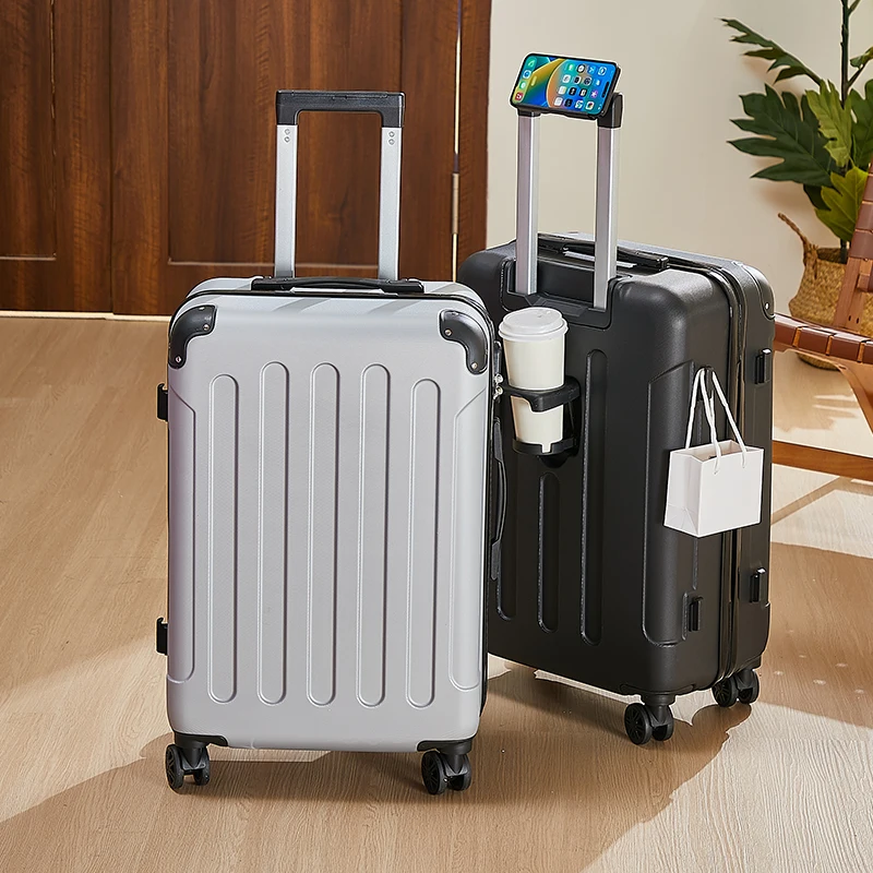 valise à bagages de 20 à 28 pouces avec porte-gobelet et support pour téléphone, sac de voyage, roues essentielles pour voyage, valise
