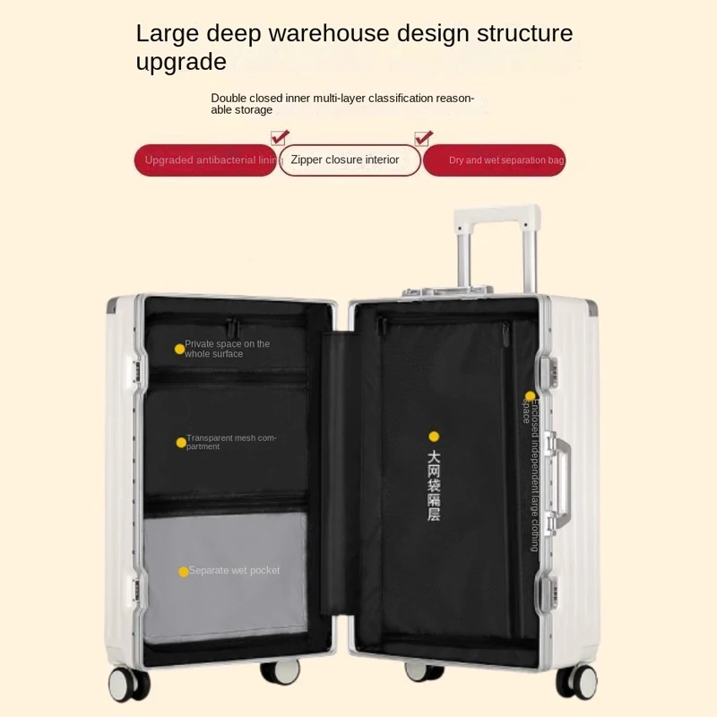 valise de grande capacité 30 pouces, robuste et durable abs + pc, bagages roulants, cadre en aluminium, boîtier de chariot de cabine, boîte d'embarquement de 20 pouces
