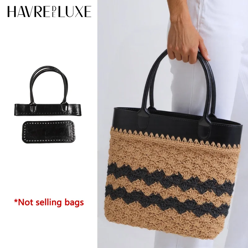 Sac en cuir à Double poignée pour femmes, matériel de bricolage, matériaux de tissage cousus à la main, accessoires de sac en rotin