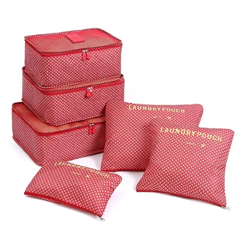 organisateur de voyage de grande taille 6 pièces, valise portable, sac de maquillage pour vêtements et chaussures, organisateur de bagages, sac de rangement de voyage