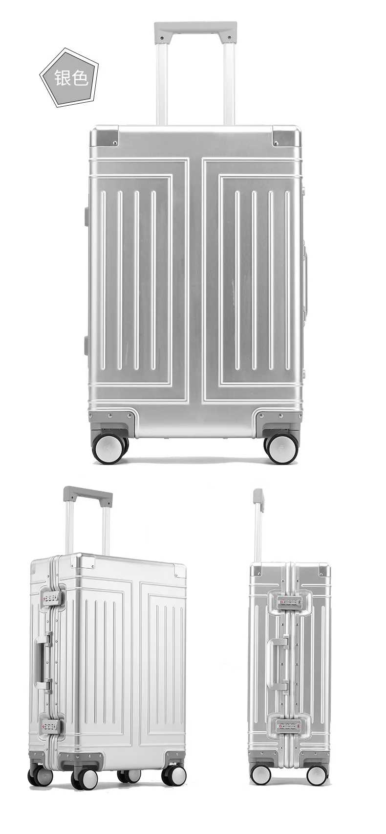 2024 capacité ensembles de bagages durables 100% valise en aluminium roues femmes fille hommes cabine bagage à main voyage d'embarquement 20/24/26/28