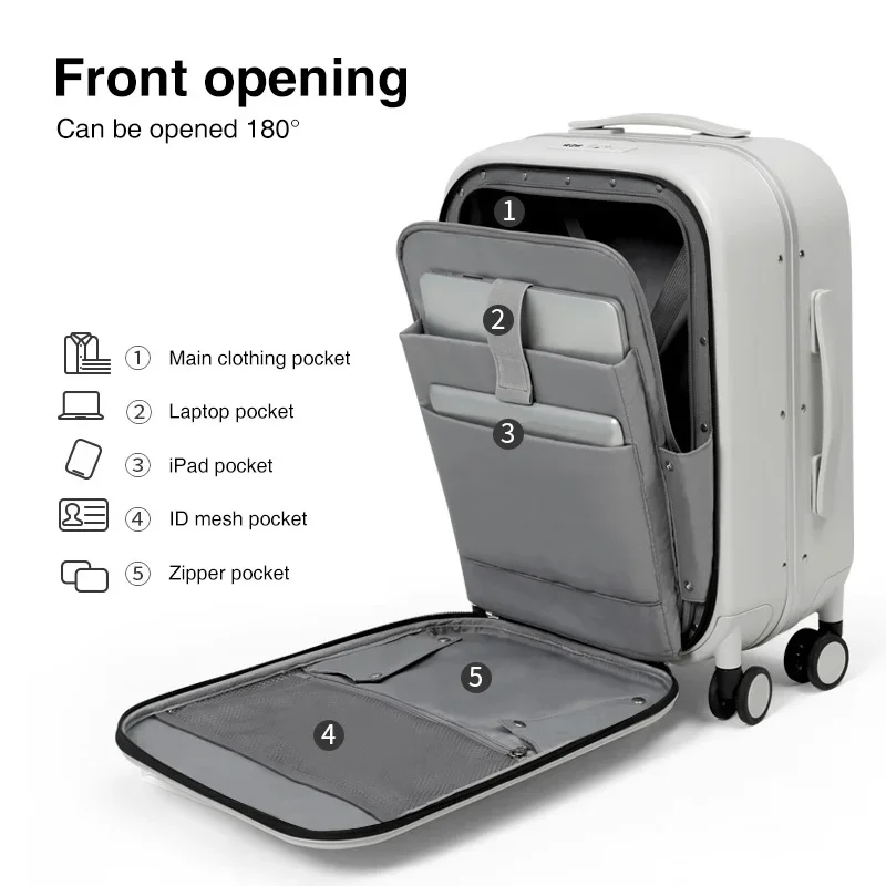 mixi – valise à cadre en aluminium, design breveté, bagage à main, belle cabine d'embarquement 18 20 24 pouces, m9260