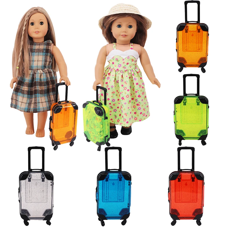 accessoires de poupée valise imprimé animal de dessin animé adapté aux poupées américaines de 18 pouces 43cm bébé reborn poupée vêtements de rangement, cadeau de jouet pour enfant