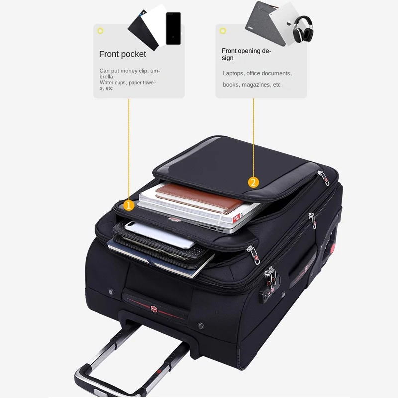 bagage oxford tissu 20 28 pouces trolley expansion capacité accrue 20% valise d'affaires grandes roues boîte d'embarquement sac de voyage