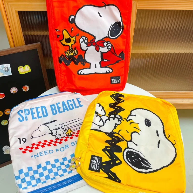Nouveau Snoopy mignon dessin animé voyage sac de rangement 4 pièces ensemble valise vêtements chaussures grande capacité organisateur sac pour sortir