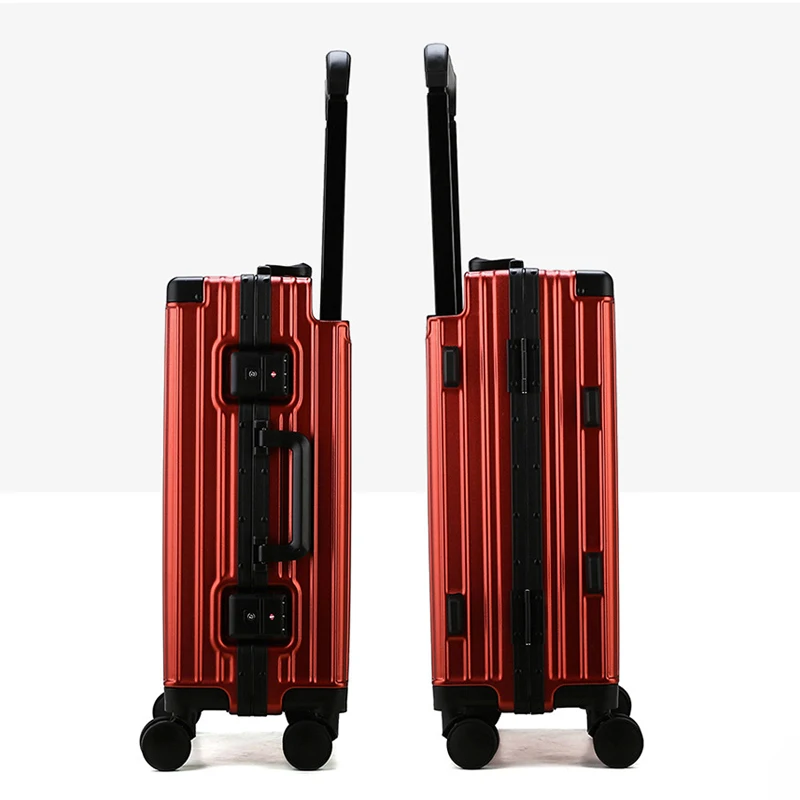 valise de voyage à poignée large, cadre en aluminium, boîte d'embarquement à bagages, valise à roulettes, affaires, grande capacité, 20 po, 24 po, 26 po