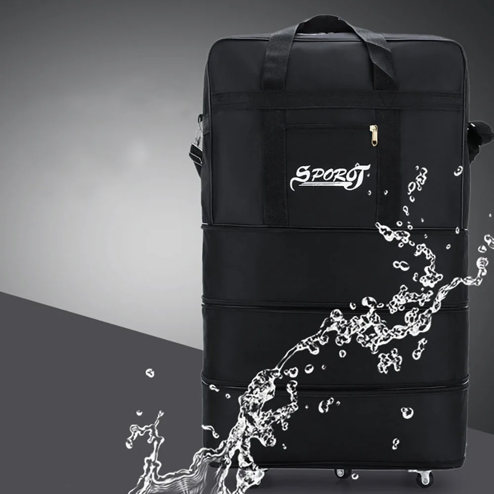 pack de voyage roues pour femmes hommes extensible pliable chariot bagages polyvalent valise noire pour voyage week end sac de nuit