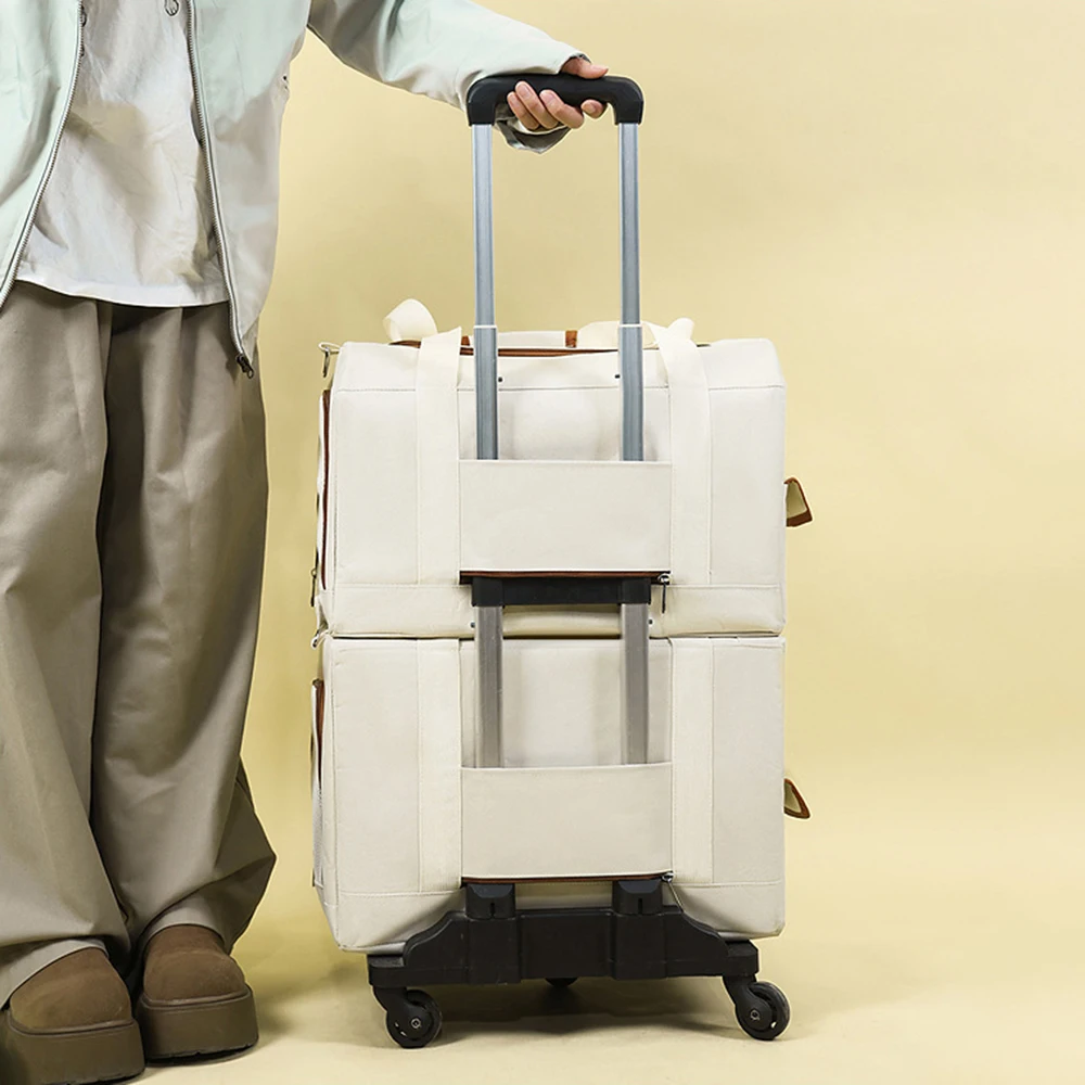 valise à roulettes double couche pour animaux de compagnie, 1 pièce, sac pour chat, valise push pull, grande capacité, deux sacs à main respirants pour chiens