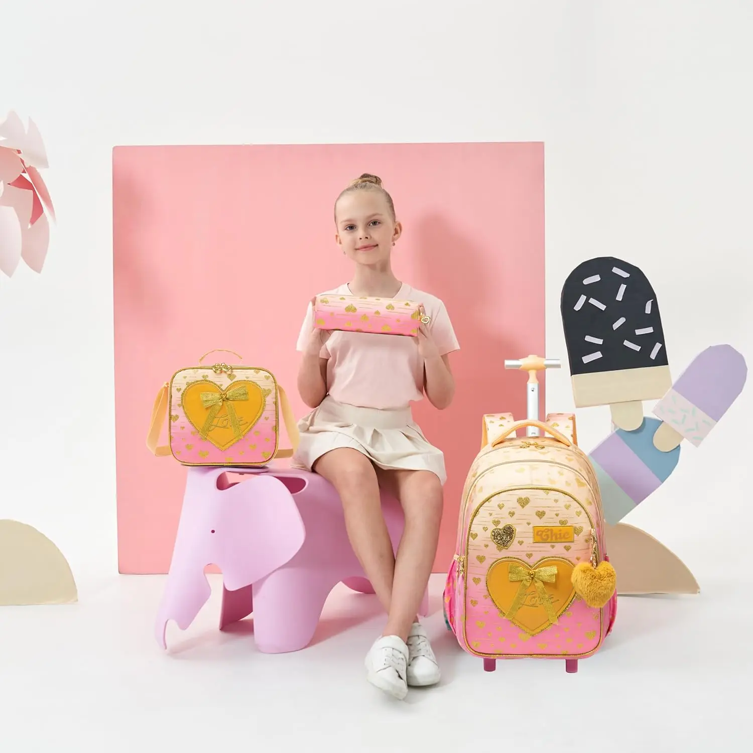 sac à dos roulant pour enfants, sacs à dos à roulettes pour élèves du primaire, bagages de voyage pour enfants, valise à main pour filles de 8 à 10 ans