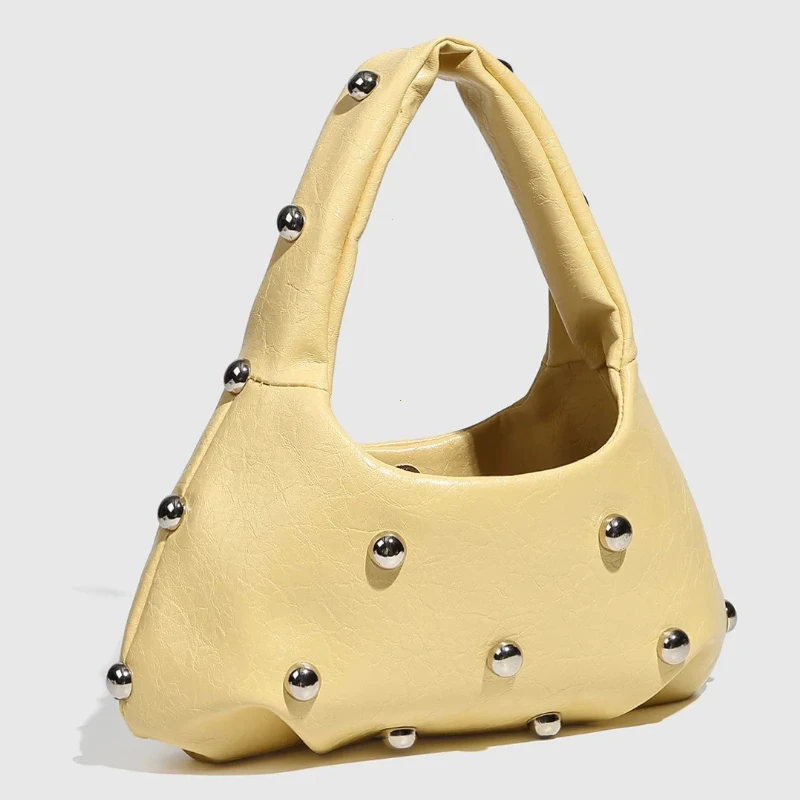 niche luxe chic dame rivet sac à bandoulière 2025 nouveau concepteur hobos demi lune sous les bras sacs mode rétro haut de gamme femmes sacs à main
