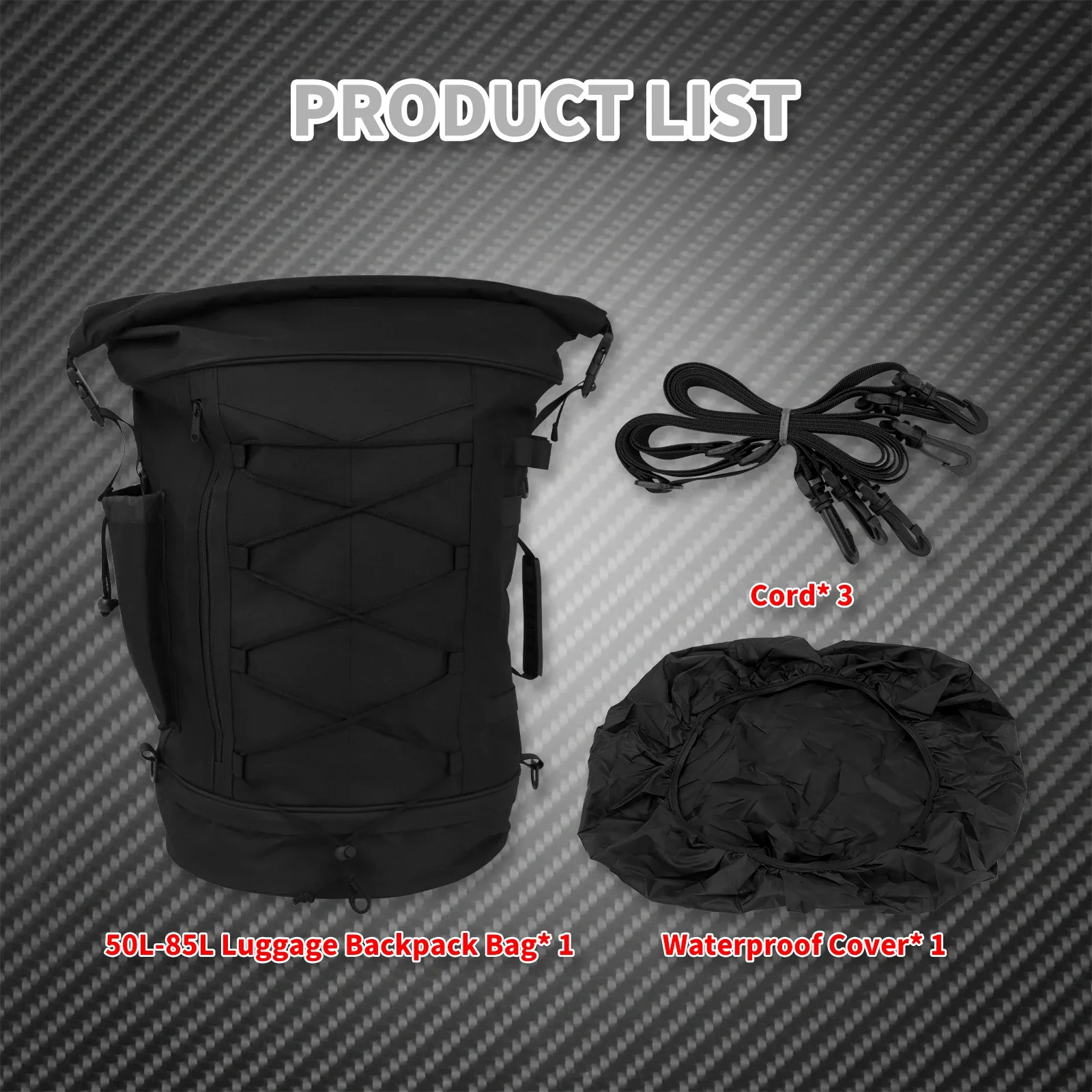 sac à dos pour bagages de moto 50l, support arrière multifonction, sac de voyage pour sports de plein air, sac de dossier extensible avec sangles