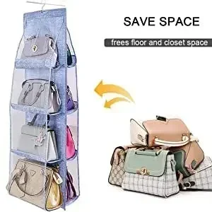 sac de rangement artefact porte sac à main chambre armoire placard sac à main organisateur anti poussière 6/8 poche suspendus sac à main organisateur