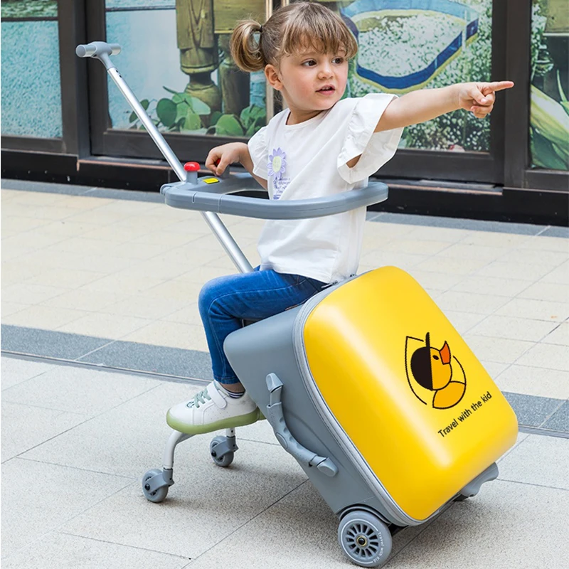 les bagages pour enfants peuvent s'asseoir et monter valise bébé garçons filles marche bébé boîte jaune paresseux homme chariot boîte valise pour enfants sur roue
