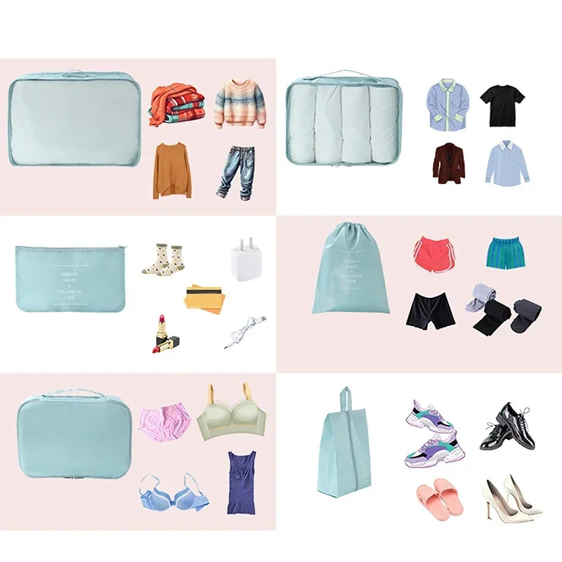 organisateur de voyage de grande taille, 7 pièces, valise portable, vêtements, chaussures, sac de maquillage, organisateur de bagages, sac de rangement de voyage