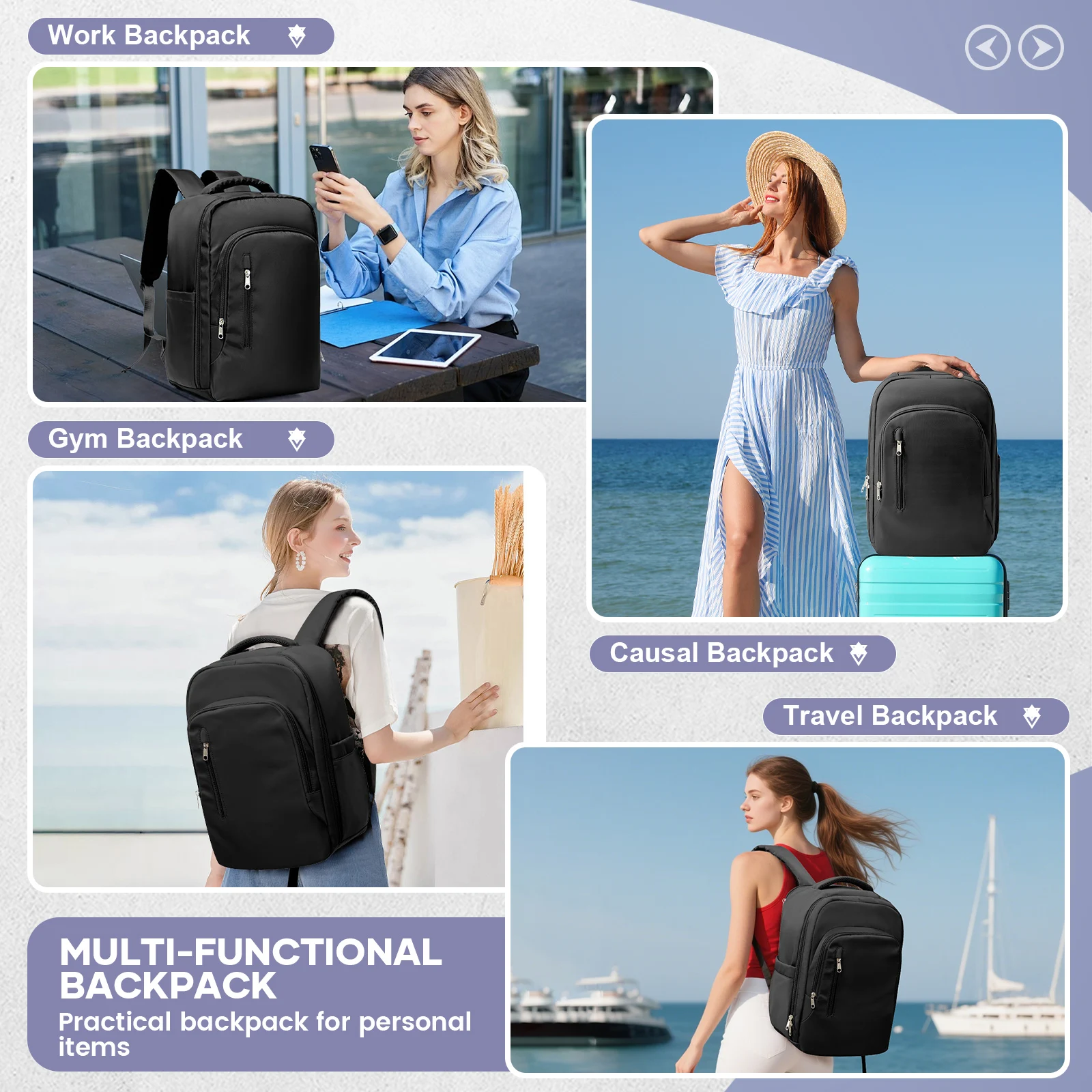 sac à dos de voyage pour cabine d'avion 40x20x25, sac à dos pour hommes et femmes, sac à dos d'université portable, sac à dos pour ordinateur portable, sac à dos pour bagage à main
