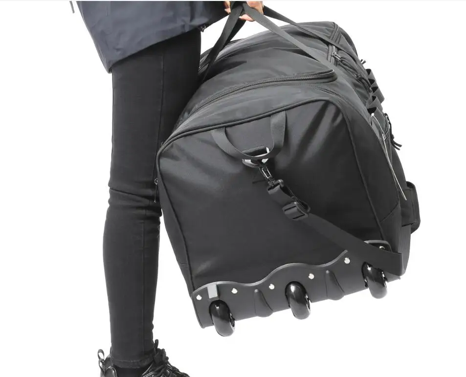 sac polochon roulant pour bagages à main de grande capacité, sac à roulettes de 90l, sacs de déménagement à domicile avec roulettes, sac à bagages pour chariot de voyage