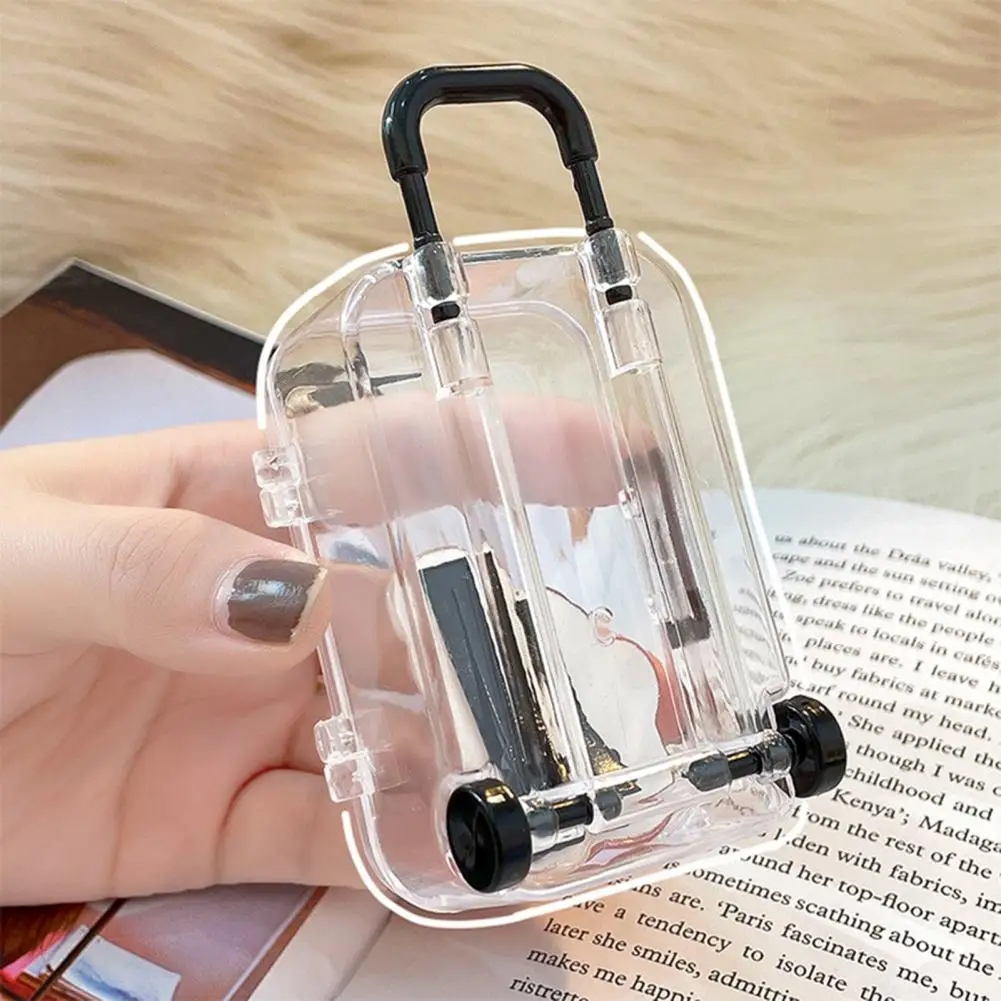 boîte de rangement 7.5x5cm, mini boîtier transparent en forme de valise avec poignée, bijoux décoratifs en plastique, bonbons miniatures pour la maison et le bureau
