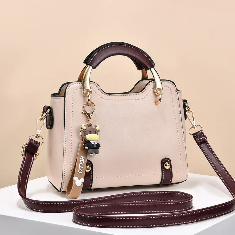 Sac à main Chic en forme de coquille pour femmes, sac à bandoulière simple, matériau PU tendance, taille moyenne, couleur contrastée, sac à la mode