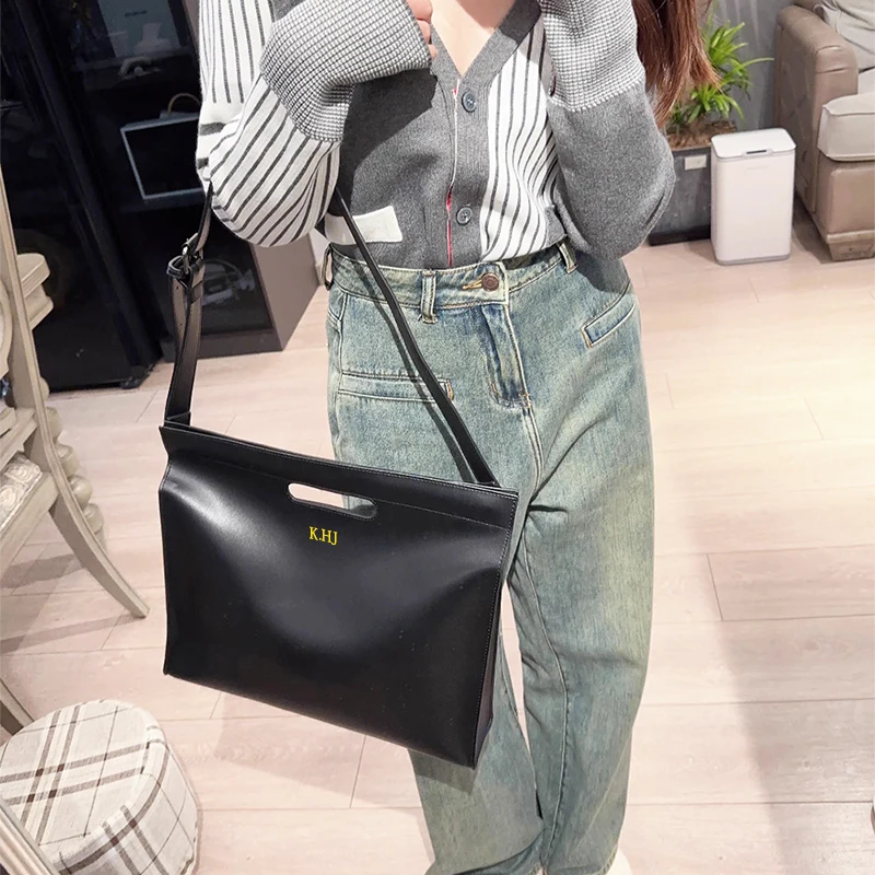 sac à main en cuir de grande capacité pour ordinateur portable, sacoche design de luxe à la mode, nom personnalisé, bureau d'affaires, 03, Étui à bombes croisées, pour femme
