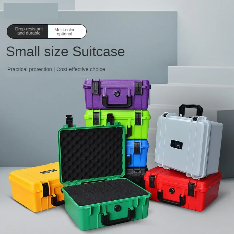 valise portable 28x24cm, étui rigide en plastique épais, boîte à outils de matériel d'équipement, boîte de rangement d'instruments de grande capacité avec éponge