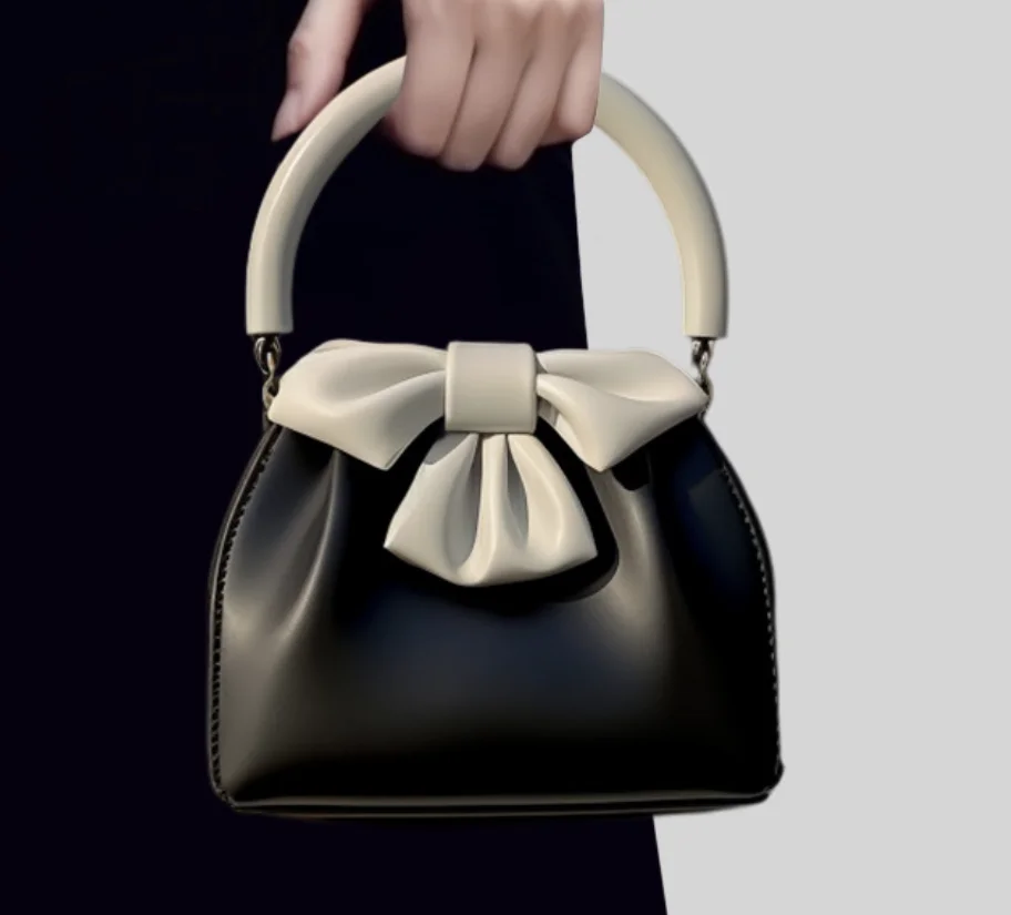 sac à main plissé élégant pour femme, nouveau style 2025, doté d'un nœud coloré et un design texturé.