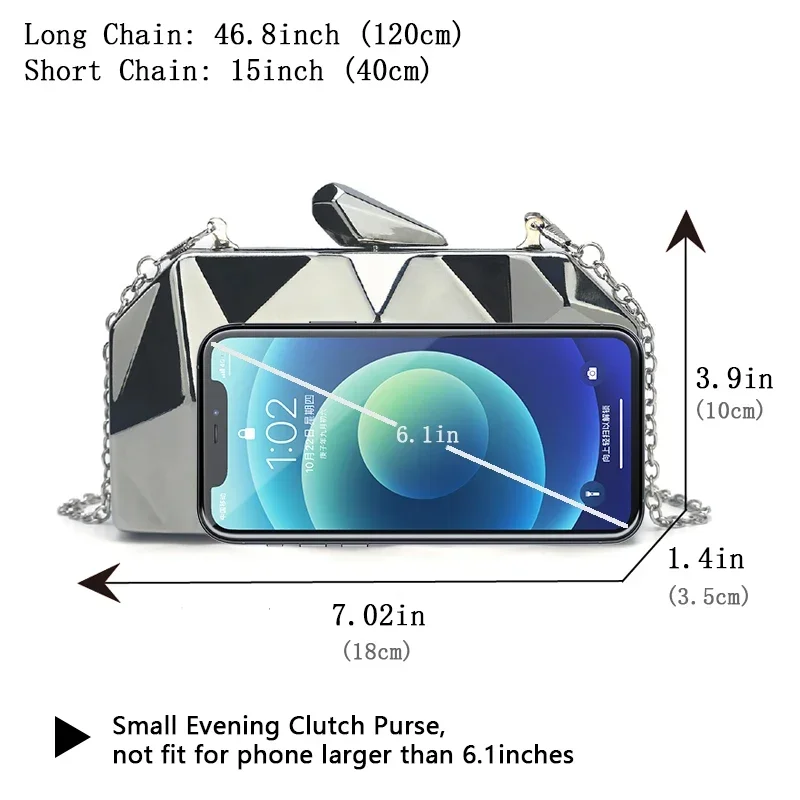 sac à main pour femmes, pochettes à la mode géométrique, mini sac à main de soirée, sac à bandoulière, boîte dorée, 2024