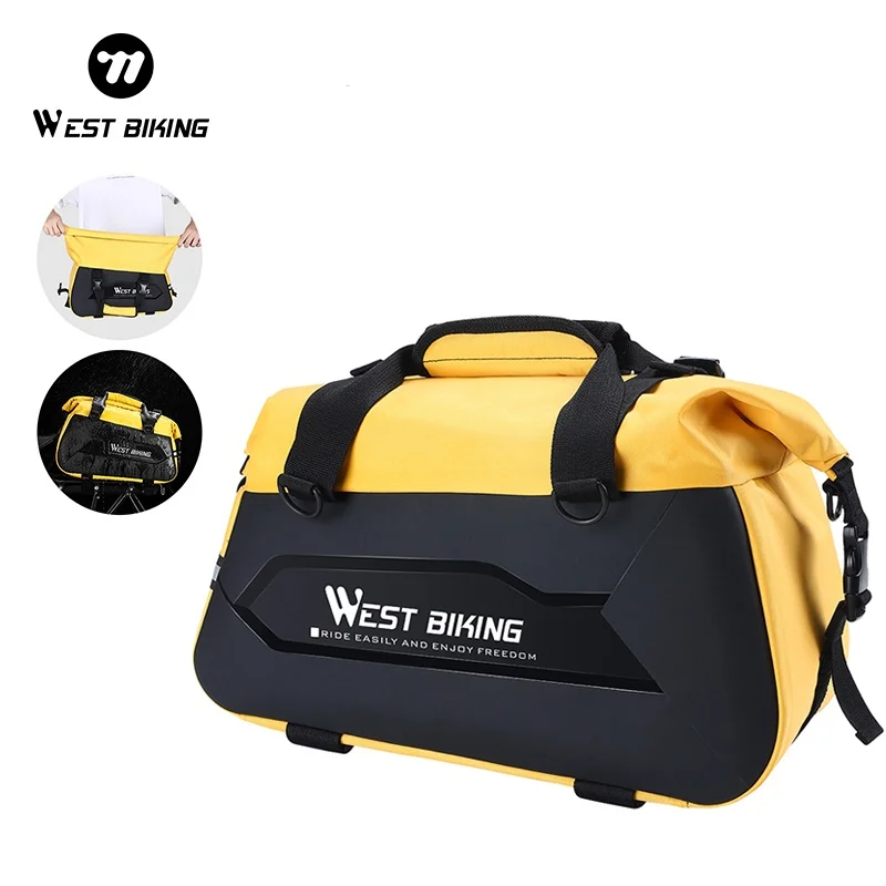 west biking – sac de transport arrière de vélo à coque rigide, valises de voyage étanches, sac à bandoulière extensible 13-25l pour coffre de vélo vtt