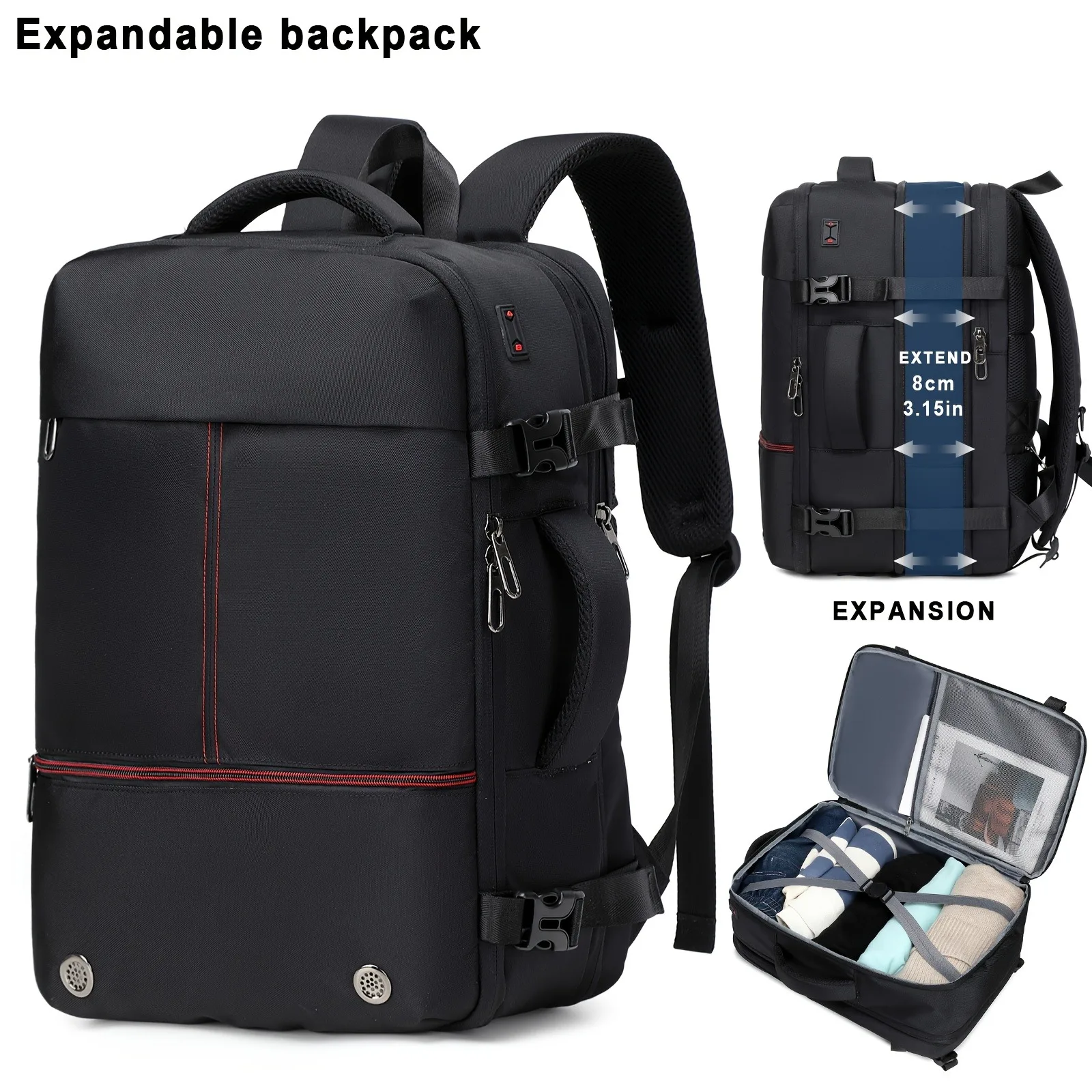 sac à dos de voyage extensible 40l, sac à dos extensible, bagage à main de grande capacité sac de week end, sac à dos de voyage, sac pour ordinateur portable