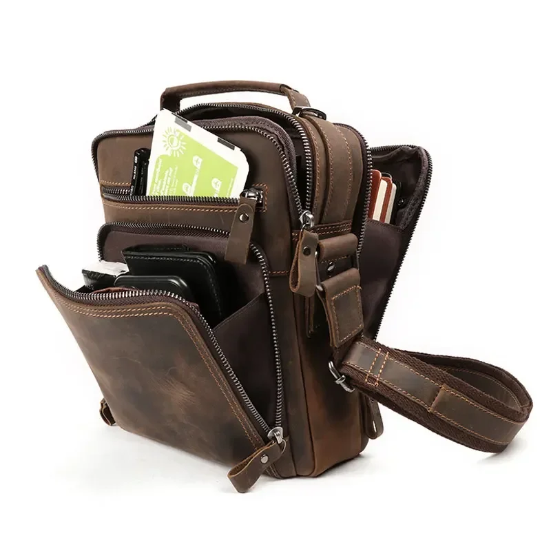 nouveau cuir véritable hommes vintage sacs à main petit rabat hommes sac à bandoulière décontracté bureau sacs de messager mode sac à bandoulière