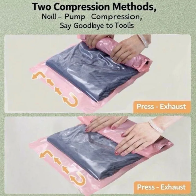 sacs sous vide réutilisables pour vêtements de voyage, sacs de rangement à compression enroulable pour valises, hauts et pantalons, sacs de rangement portables pliables