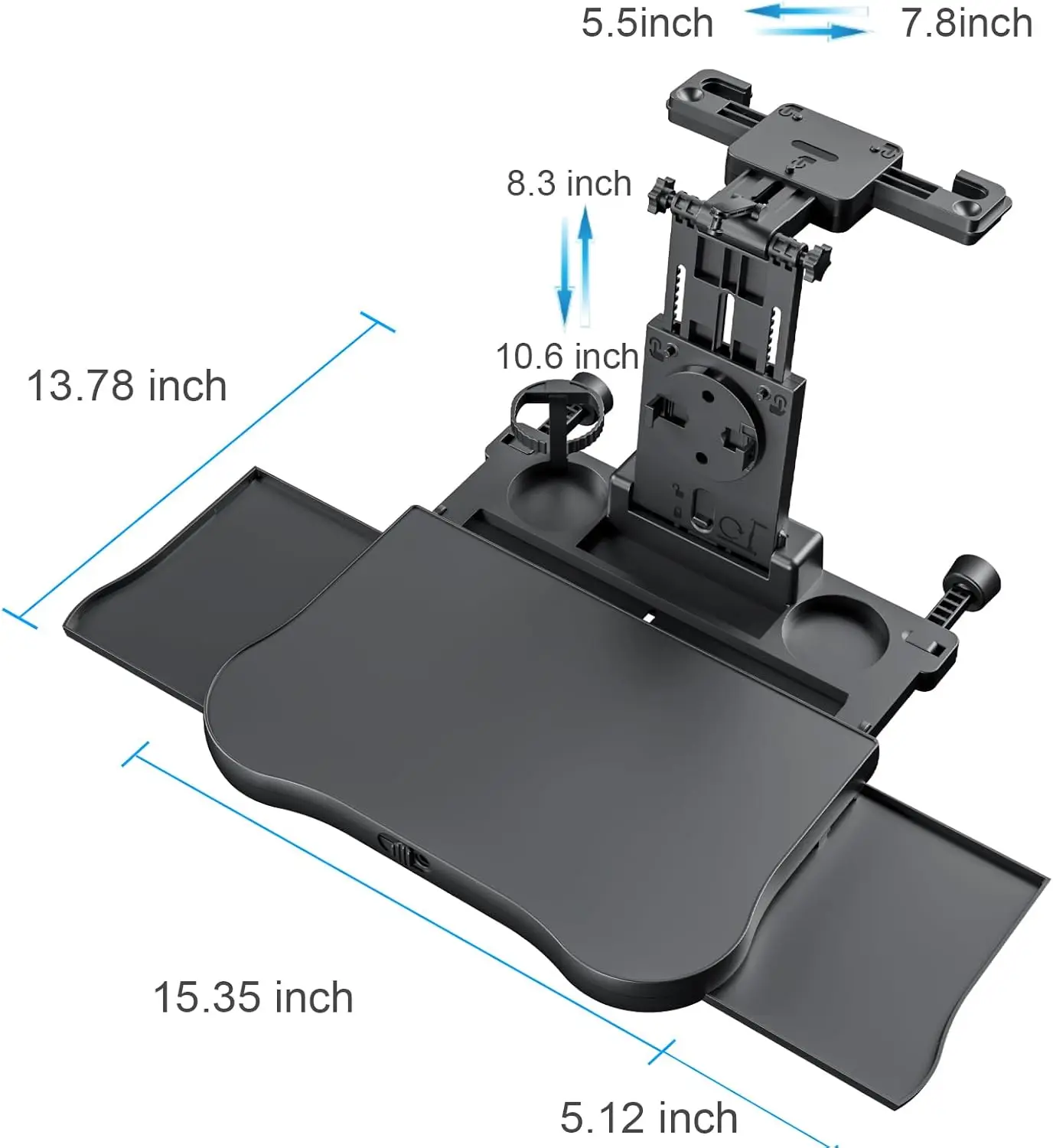 bureau extensible pour siège arrière de voiture pour ordinateur portable et salle à manger, avec coussinet antidérapant et support pour appareil. parfait pour le travail/alimentation
