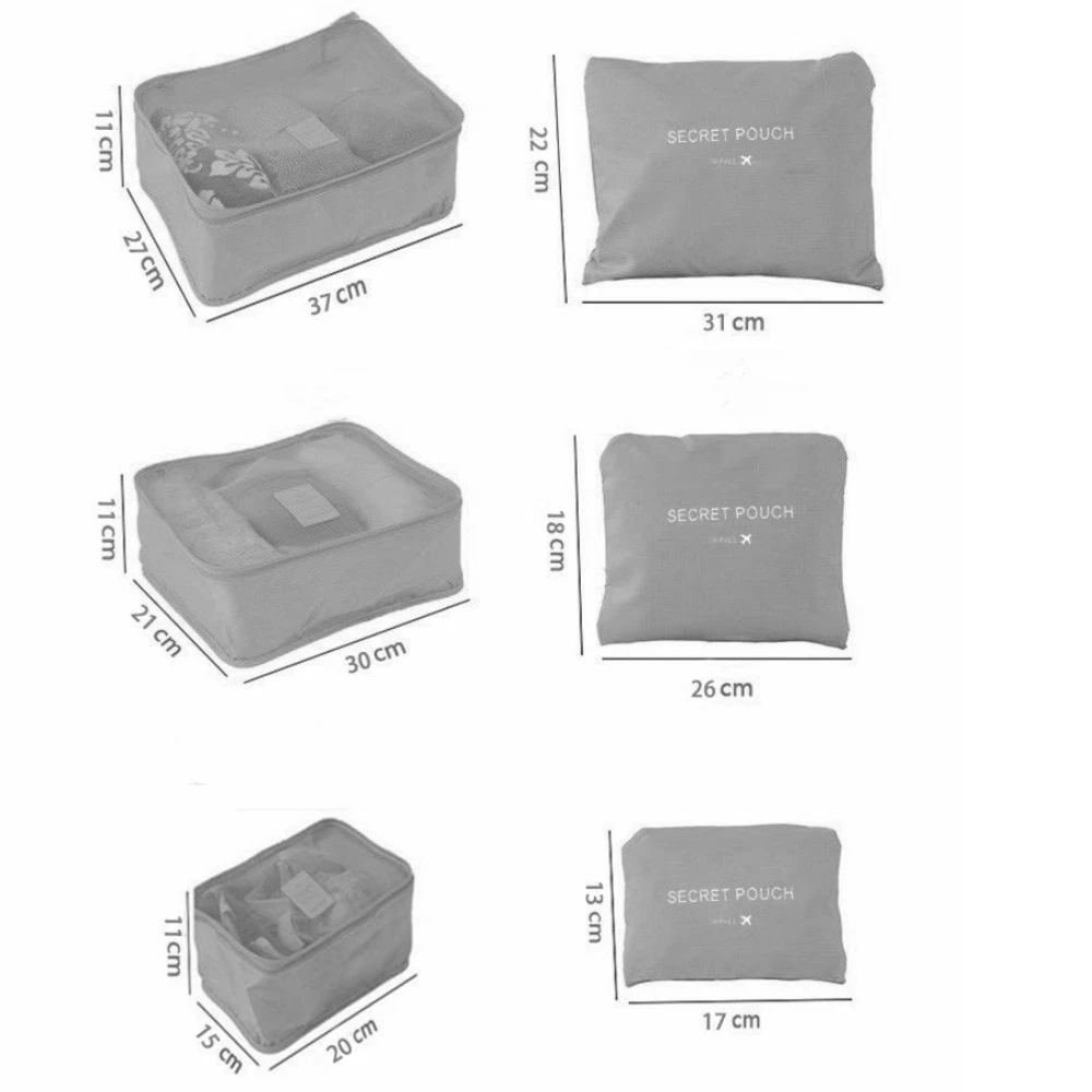 ensemble de 6 cubes d'emballage, sacs de rangement pour vêtements de voyage, organisateurs de bagages avec chaussures, sacs de toilette, organisateur de valise léger