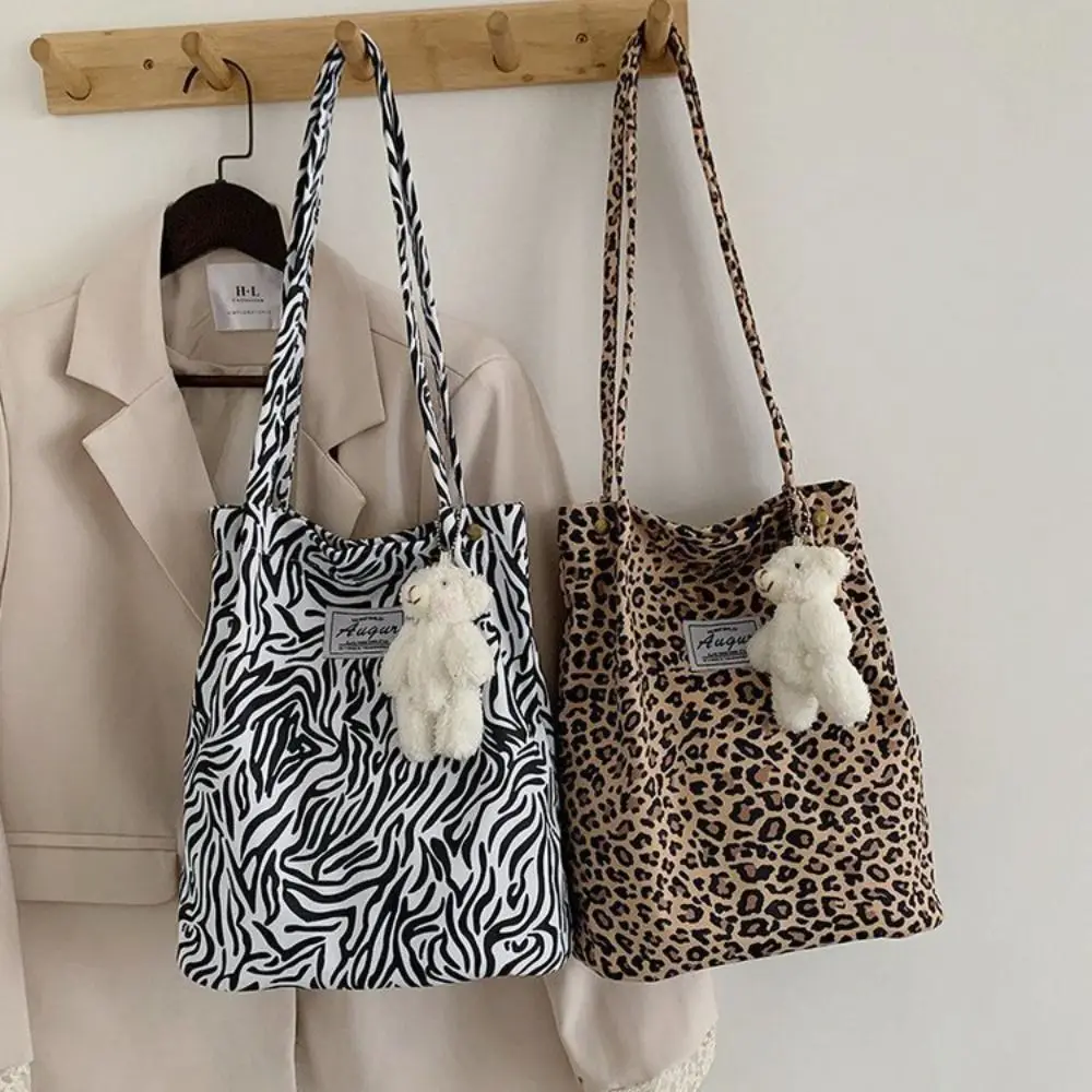 Grand sac fourre-tout Chic et décontracté, sac à bandoulière léopard pour dames, sac en toile, nouveau sac de Shopping imprimé pour étudiant