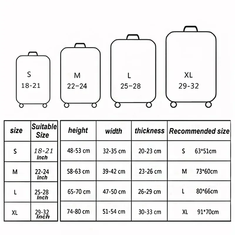 housse de protection épaisse et élastique pour bagages, carte du monde, combinaison à fermeture éclair pour sac de 18 à 32 pouces, housse de valise, housse de chariot, accessoires de voyage
