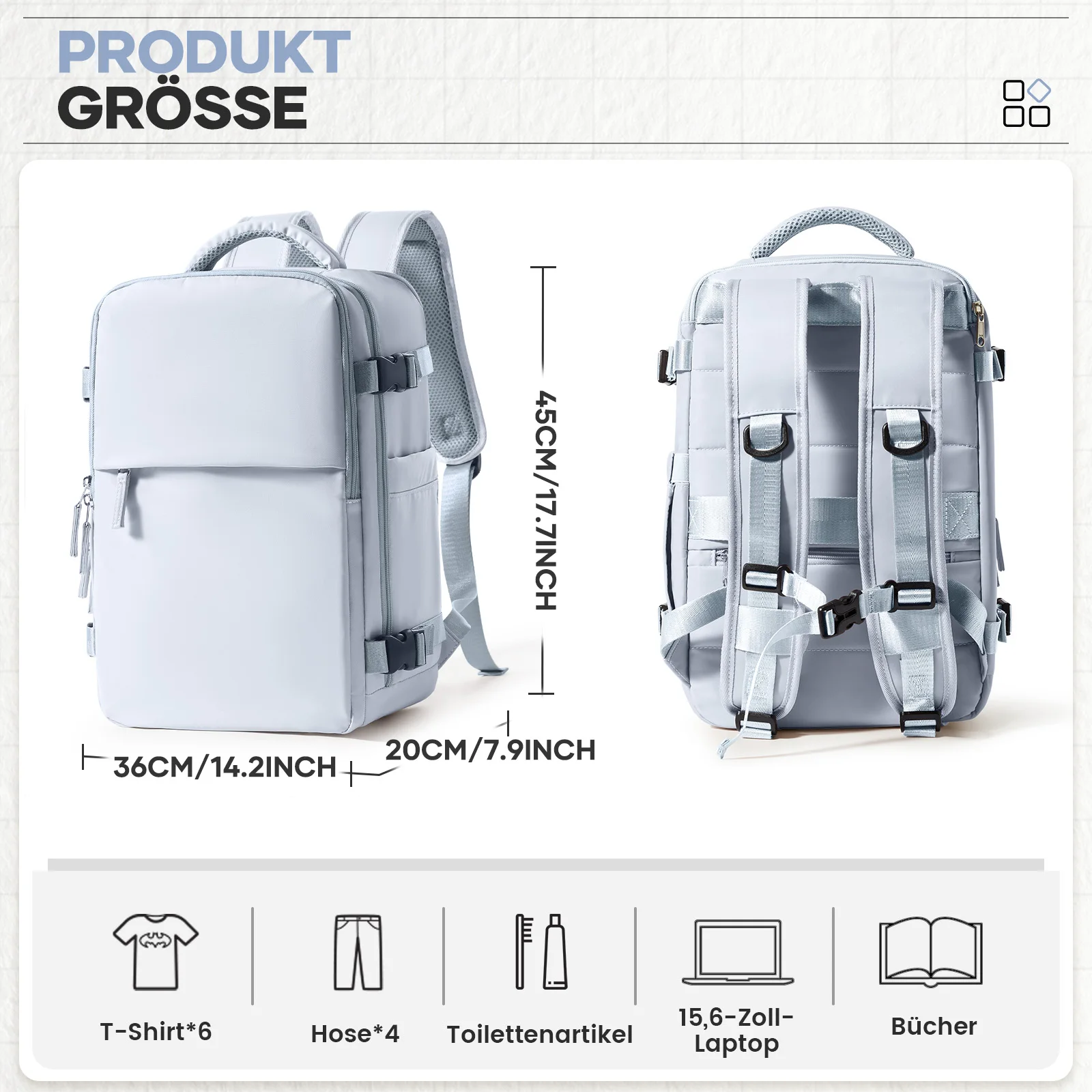 easyjet sac de cabine 45x36x20 sac à dos de voyage grand sac à dos pour ordinateur portable, sac à dos sous vide bagage à main avec système d'aspiration sac à dos airbag