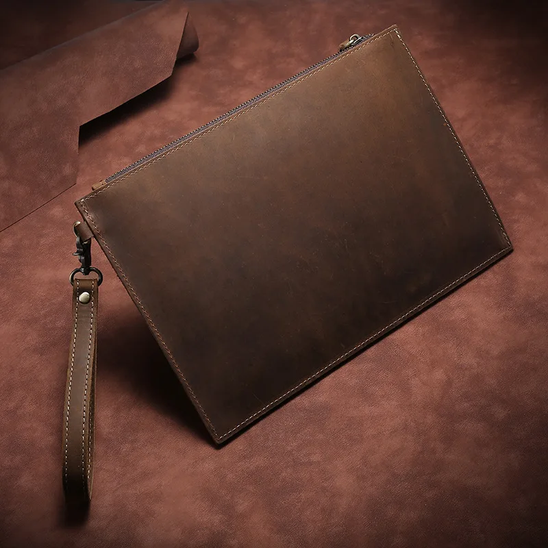 sac à main en cuir véritable pour hommes, pocommuniste de jour, porte cartes à bracelet de luxe, pochette à fermeture éclair, portefeuilles de créateurs, sac à main bolso, nouveau