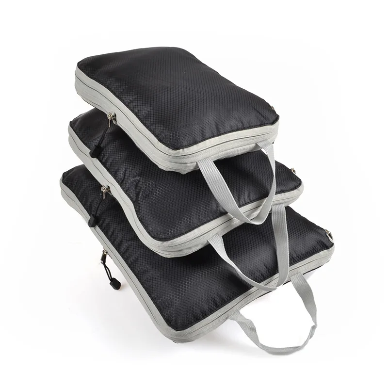 sac de rangement de voyage, emballage compressible, valise cubique, poignée de bagage, fourre tout pliable et étanche en nylon