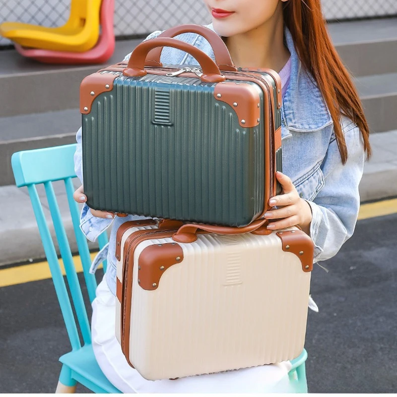 valise à main légère rétro, boîte d'embarquement de voyage de 14 pouces, petit sac de maquillage de rangement léger pour femme de 14 pouces