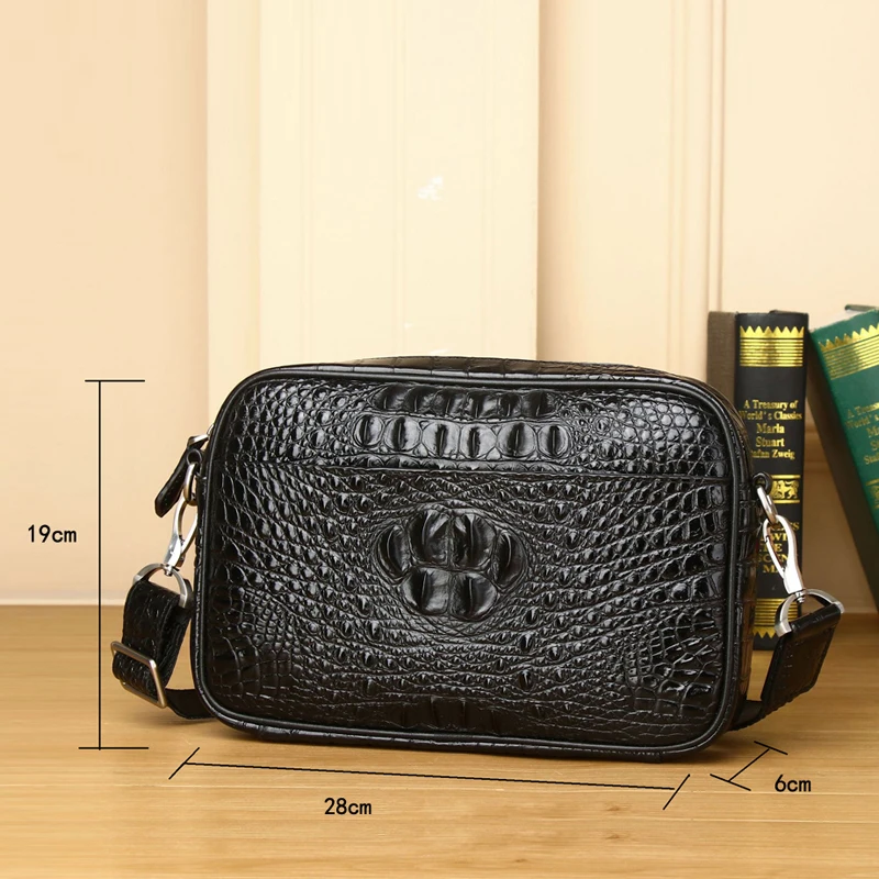 sac à main en alligator en cuir véritable pour homme, grande capacité, porte documents d'affaires, sac à bandoulière, sac en peau de cercle véritable, mode