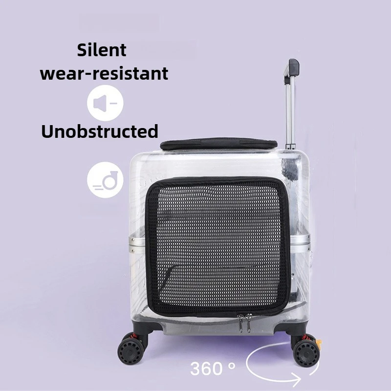 valise d'extérieur pour animaux de compagnie, étui de grande capacité, portable, entièrement transparent, mallette de transport pour chat, fournitures respirantes pour animaux de compagnie