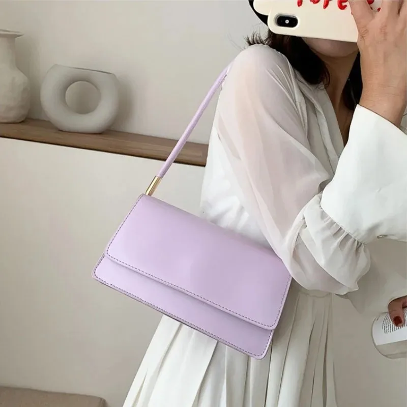 sac à bandoulière en cuir pu pour femmes, sac à main sous les aisselles, petit sac carré décontracté pour dames, sac à bandoulière élégant de couleur unie