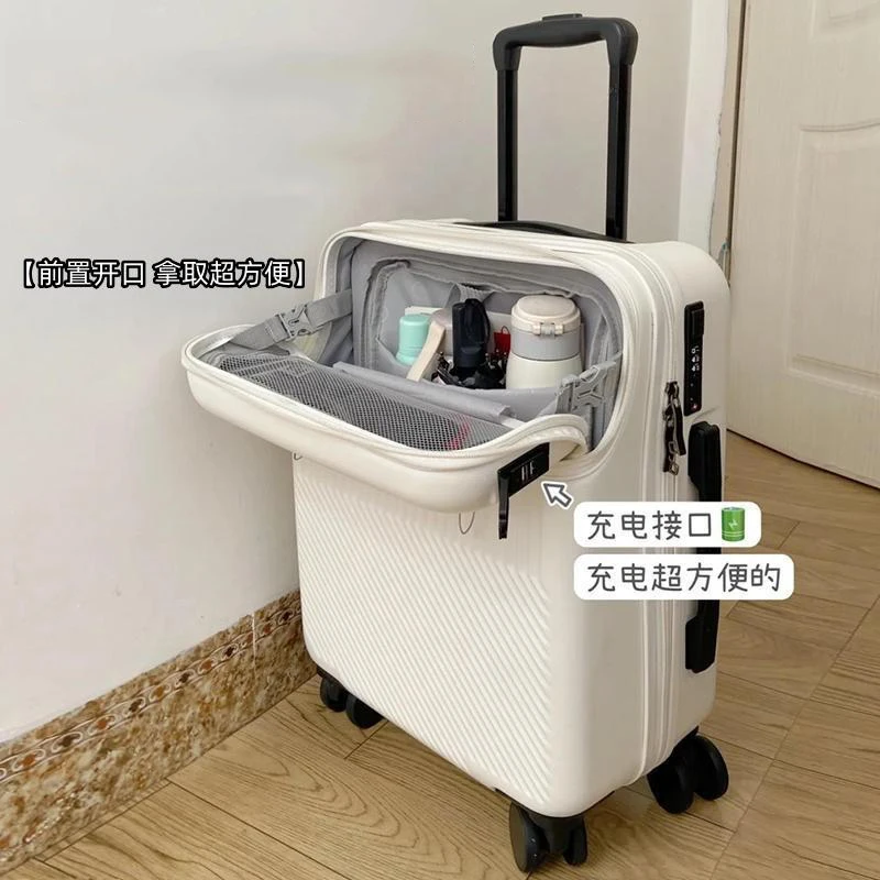 valise ouverte avant extensible 600, petit bagage de 20 pouces, lumière d'embarquement, tige de traction, Étui en cuir 24, Étui de voyage pour Étudiant