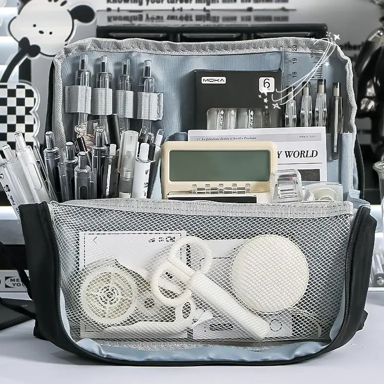 trousse à crayons de grande capacité pour étudiants et utilisation au bureau – conception simple, sac de rangement de haute qualité pour fournitures de papeterie