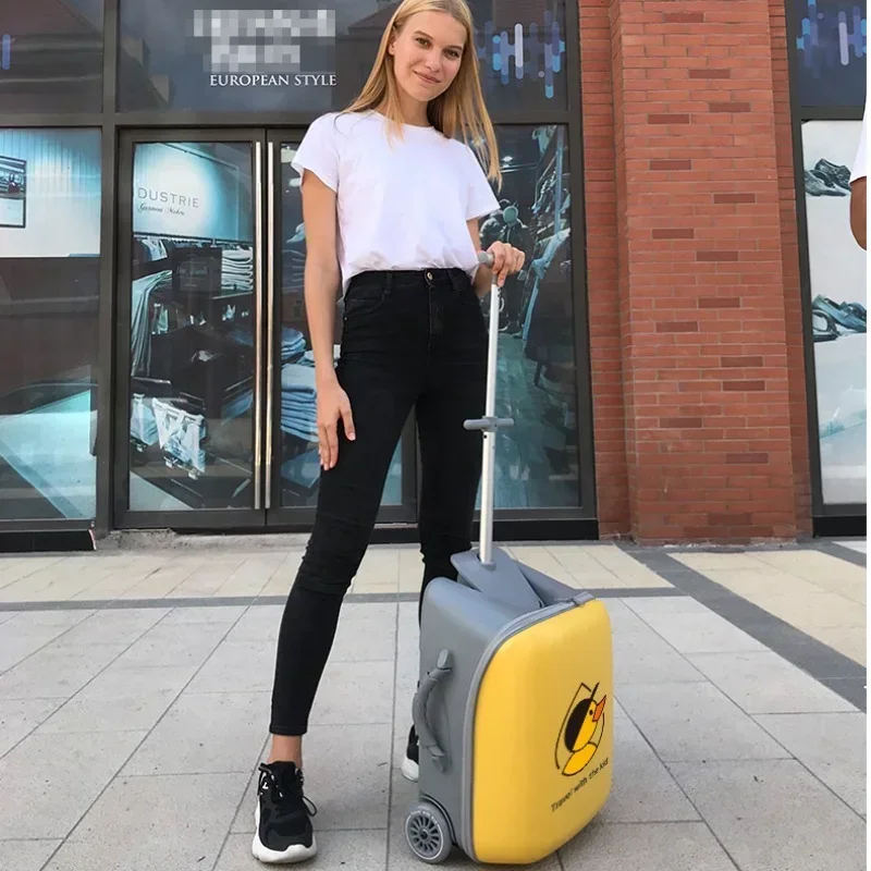 valises de voyage multifonctionnelles pour enfants, bagages à roulettes paresseux pour garçons et filles, chariot de dessin animé pour bébé, sac cadeau